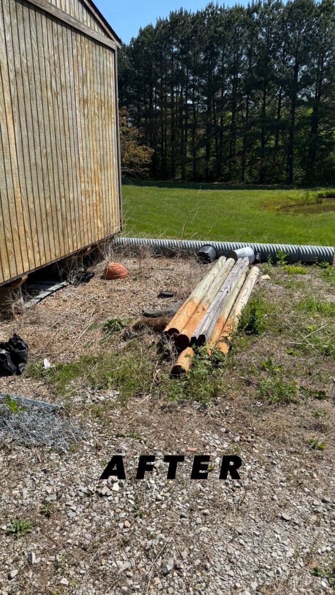 Cleared yard area after debris removal